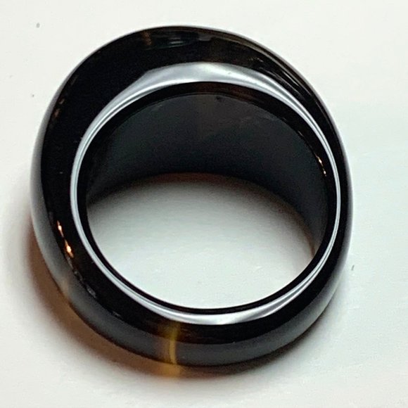 Brown Agate with Light Brown Strikes Polished Ring - Picture 4 of 8